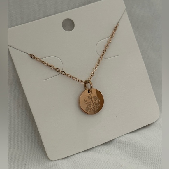 Aster Rose Gold Stainless Steel September Birth Flower Necklace Mother’s Day - Picture 2 of 8